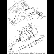EXHAUST 2 pour Yamaha 1995 WaveRunner WAVE RAIDER DELUXE - RA700AT - 1995
