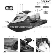 09- Decals, Yellow-Black pour Seadoo 2007 RXT, 2007