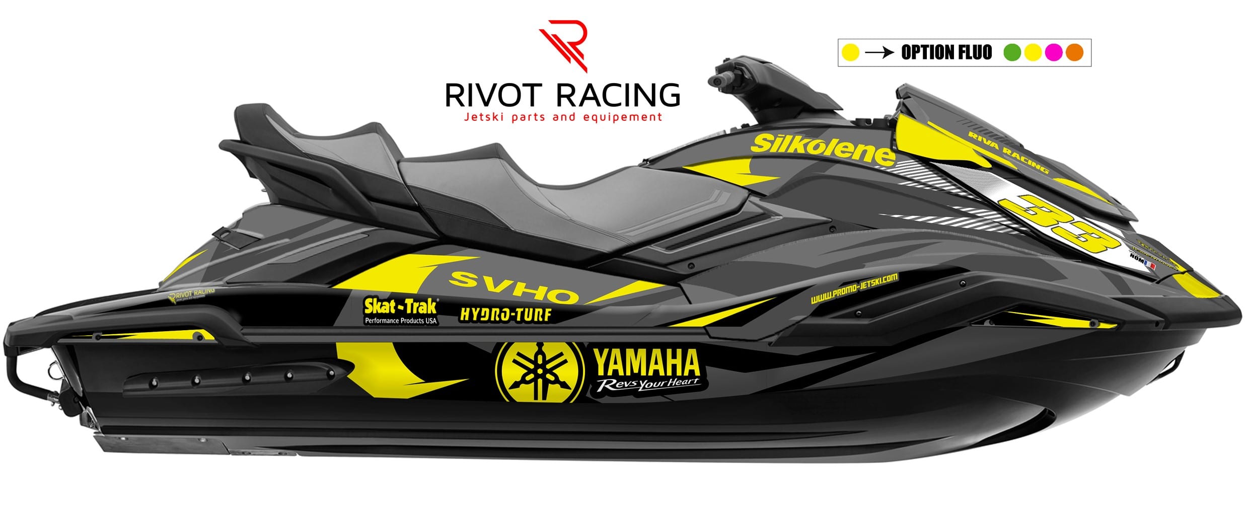 Graphic kit for Yamaha FX jet ski (19 and +) Gray  Yellow KDYFXGJ  Promo-jetski