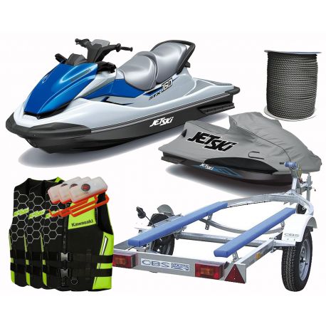 Jet ski Kawasaki STX 160 de 2024 en 160cv Pack Confort (pack remorque + gilet + bouts + lampe flash + housse de transport d'origine)