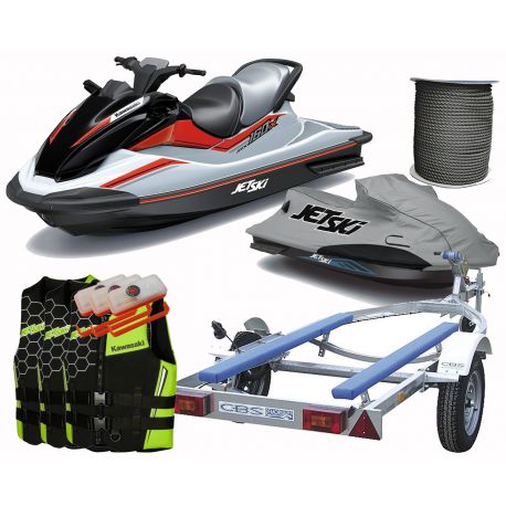 Jet ski Kawasaki STX 160X de 2024 en 160cv Pack Confort (pack remorque + gilet + bouts + lampe flash + housse de transport d'origine)