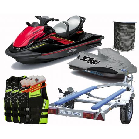 Jet ski Kawasaki STX 160LX de 2024 en 160cv Pack Confort (pack remorque + gilet + bouts + lampe flash + housse de transport d'origine)