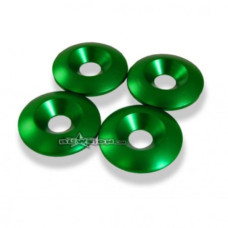 External aluminum washers for toe clips Green
