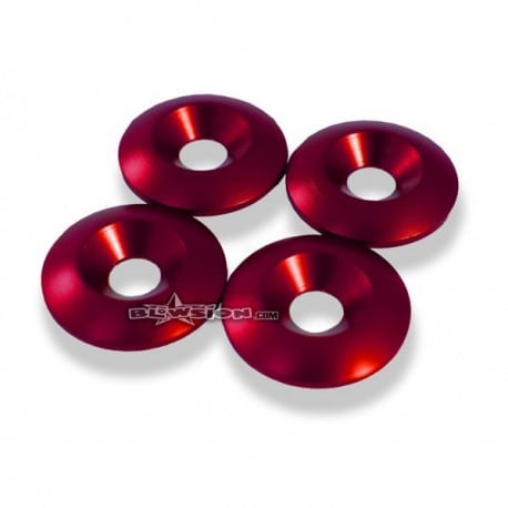 External aluminum washers for toe clips Red