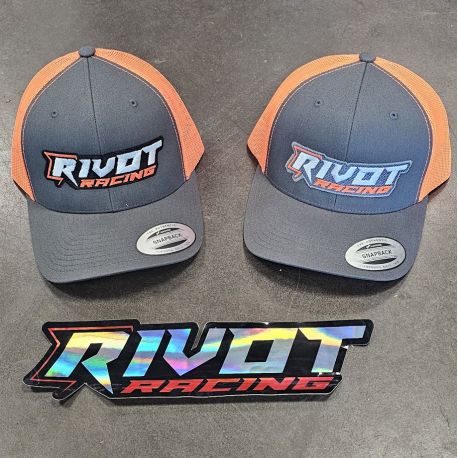 Casquette RIVOT Racing brodé Gris clair et Orange