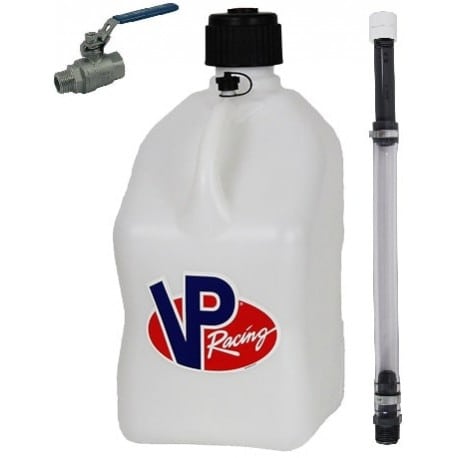 Bidon Carré Blanc VP racing 20L Bidon + tuyaux deluxe + vanne