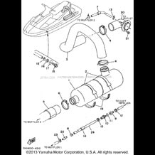 EXHAUST 2 pour Yamaha 1995 WaveRunner WAVE RAIDER - RA700T - 1995