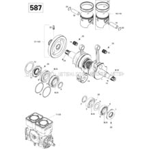 01- Crankshaft And Pistons 587 pour Sea-Doo 1996 GTS, 5817, 1996
