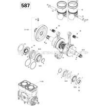 01- Crankshaft And Pistons 587 pour Seadoo 1996 SPI, 5878, 1996