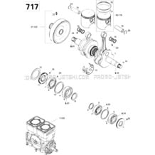 01- Crankshaft And Pistons 717 pour Seadoo 1996 SPX, 5877, 1996