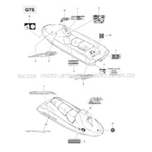 09- Decals (GTS) pour Seadoo 1997 GTS, 5818, 1997