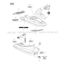 09- Decals (GTI) pour Seadoo 1997 GTS, 5818, 1997