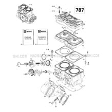 01- Cylinder, Exhaust Manifold (787) pour Seadoo 1997 SPX, 5834-5661, 1997