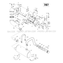 01- Engine Support And Muffler (787) pour Sea-Doo 1997 SPX, 5834-5661, 1997