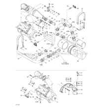 01- Engine Support And Muffler pour Seadoo 2002 GTX RFI, 5566 5565, 2002