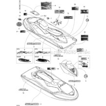 09- Decals WAKE pour Seadoo 2005 GTX 4-TEC, WAKE, 2005