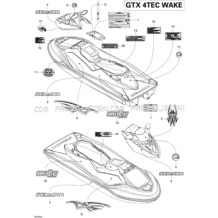 09- Decals WAKE pour Seadoo 2006 GTX 4-TEC, WAKE, 2006