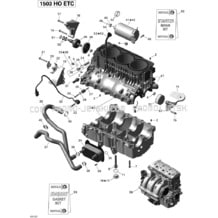 01- Engine Block pour Seadoo 2012 RXT-X 260 & RS. 2012