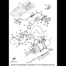 EXHAUST 2 pour Yamaha 1996 WaveRunner WAVE RAIDER 1100 (RA1100U) 1996