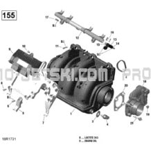 02- Air Intake Manifold And Throttle Body - 130-155 Model Without Suspension pour Sea-Doo 2017 Wake, 2017