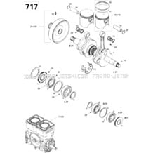 01- Crankshaft And Pistons 717 pour Sea-Doo 1996 GTI, 5865, 1996