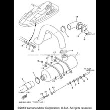 EXHAUST 2 pour Yamaha 1996 WaveRunner WAVE RAIDER 700 - RA700BU - 1996