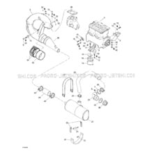 01- Engine Support And Muffler pour Sea-Doo 1998 GTS, 5819, 1998