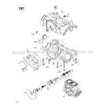 01- Crankcase, Rotary Valve (787) pour Sea-Doo 1998 SPX, 5838 5839, 1998