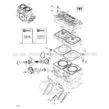 01- Cylinder, Exhaust Manifold (787) pour Seadoo 1998 SPX, 5838 5839, 1998