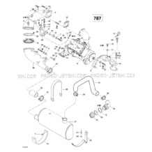 01- Engine Support And Muffler (787) pour Sea-Doo 1998 SPX, 5838 5839, 1998
