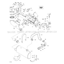 01- Engine Support And Muffler (787) pour Seadoo 1999 SPX, 5636 5828, 1999