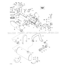 01- Engine Support And Muffler (787) pour Sea-Doo 1999 SPX, 5636 5828, 1999