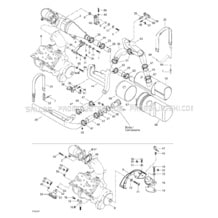 01- Engine Support And Muffler pour Sea-Doo 2000 GTX RFI, 5648 5658 5515 5516, 2000