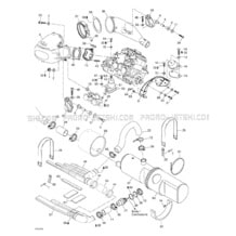 01- Engine Support And Muffler pour Sea-Doo 2000 GTX DI, 5649 5659, 2000