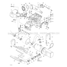 01- Engine Support And Muffler pour Sea-Doo 2000 RX DI, 5646 5656, 2000