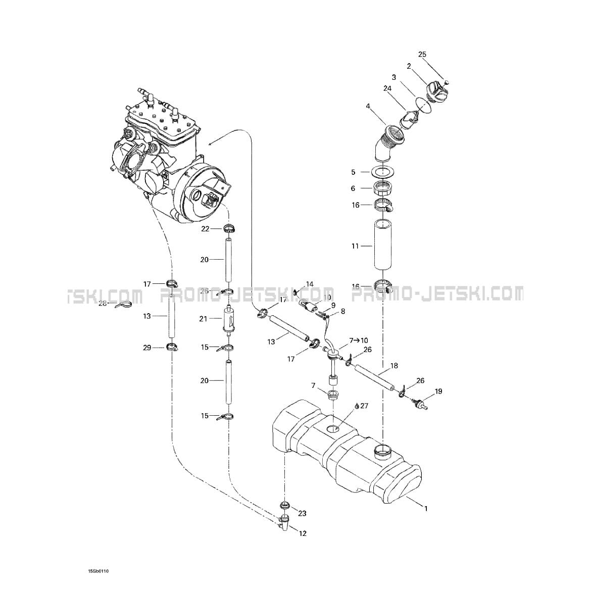 02 Oil Injection System pour JetSki Seadoo GSX RFI, 5549, 2001 2001