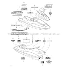 09- Decals pour Seadoo 2001 GTX DI, 5528 5529 5540 5541, 2001