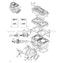 01- Cylinder, Exhaust Manifold pour Sea-Doo 2001 GTX RFI, 5524 5525 5553 5555, 2001