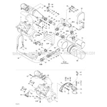 01- Engine Support And Muffler pour Seadoo 2001 GTX RFI, 5524 5525 5553 5555, 2001