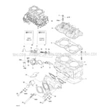 01- Cylinder, Exhaust Manifold pour Sea-Doo 2001 RX DI, 5534 5535 5536 5537, 2001