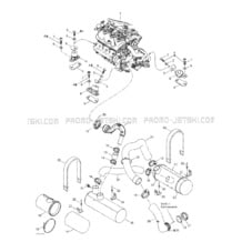 01- Engine Support And Muffler pour Seadoo 2002 GTX 4-TEC, 5573 5574 5593 5594, 2002