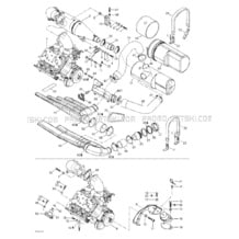 01- Engine Support And Muffler pour Seadoo 2003 GTI LE RFI, 6103 6104, 2003