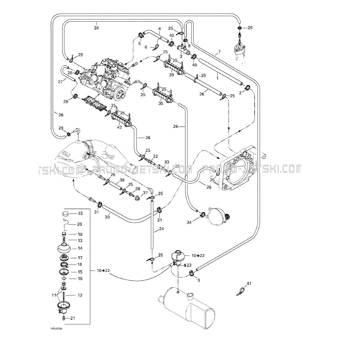 01 Cooling System For Seadoo Xp Di 6130 6131 2003 2003 Promo Jetski
