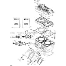 01- Cylinder And Exhaust Manifold pour Seadoo 2004 GTI LE RFI, 2004