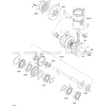 01- Crankshaft, Pistons And Balance Shaft pour Seadoo 2005 3D RFI, 2005