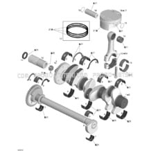01- Crankshaft, Pistons And Balance Shaft pour Sea-Doo 2005 GTX 4-TEC, Supercharged, 2005