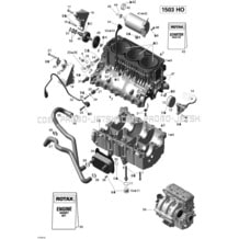 01- Engine Block pour Sea-Doo 2008 RXP  X 255, 2008