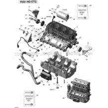 01- Engine Block 1 pour Seadoo 2013 GTX LTD iS 260, 2013