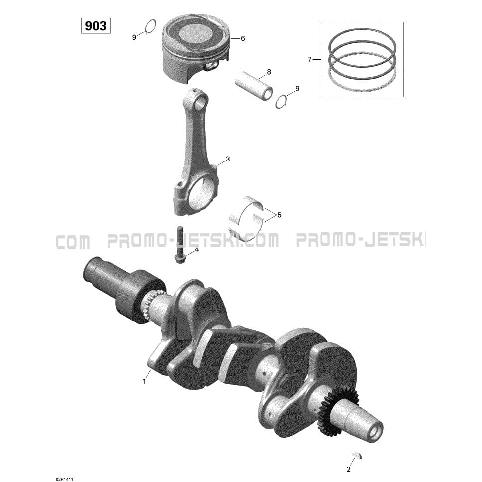 01 Crankshaft And Pistons _02R1411 pour JetSki Seadoo SPARK ACE 900