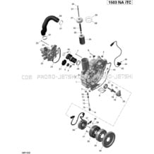 03- PTO Cover and Magneto - 155 pour Seadoo 2016 GTI-GTR-GTS, 2016